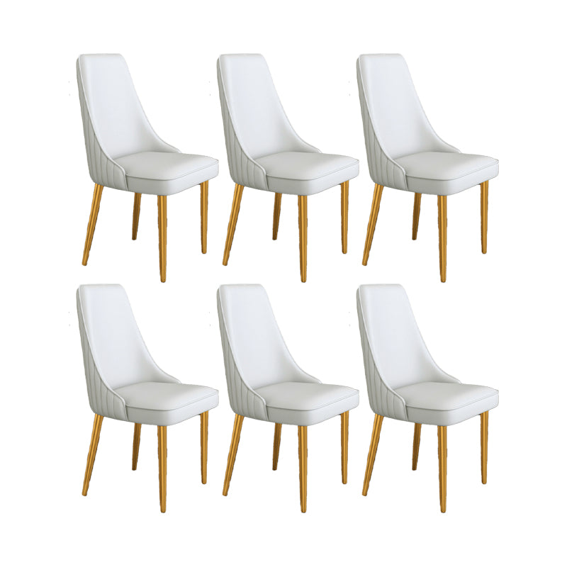 Glam Style Side Chair Parsons Leather Dining Chair with Gold Frame
