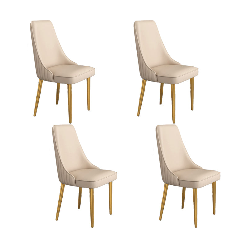 Glam Style Side Chair Parsons Leather Dining Chair with Gold Frame