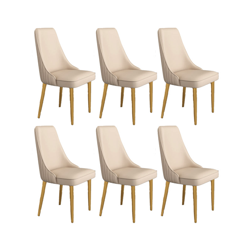 Glam Style Side Chair Parsons Leather Dining Chair with Gold Frame