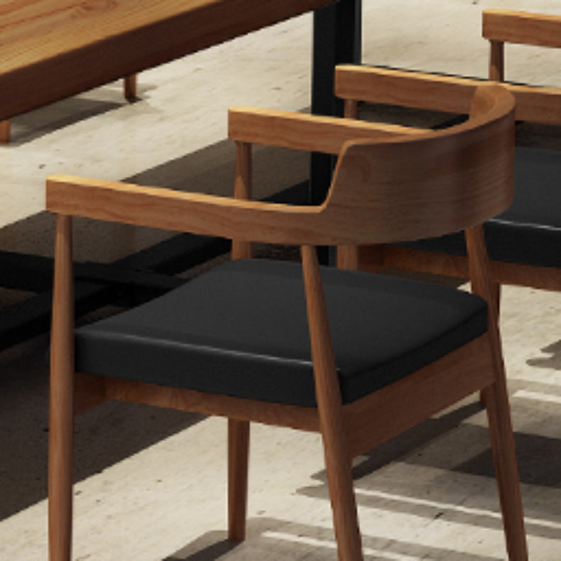 Contemporary Kitchen Dining Chairs Faux Leather Chairs with Wood Base