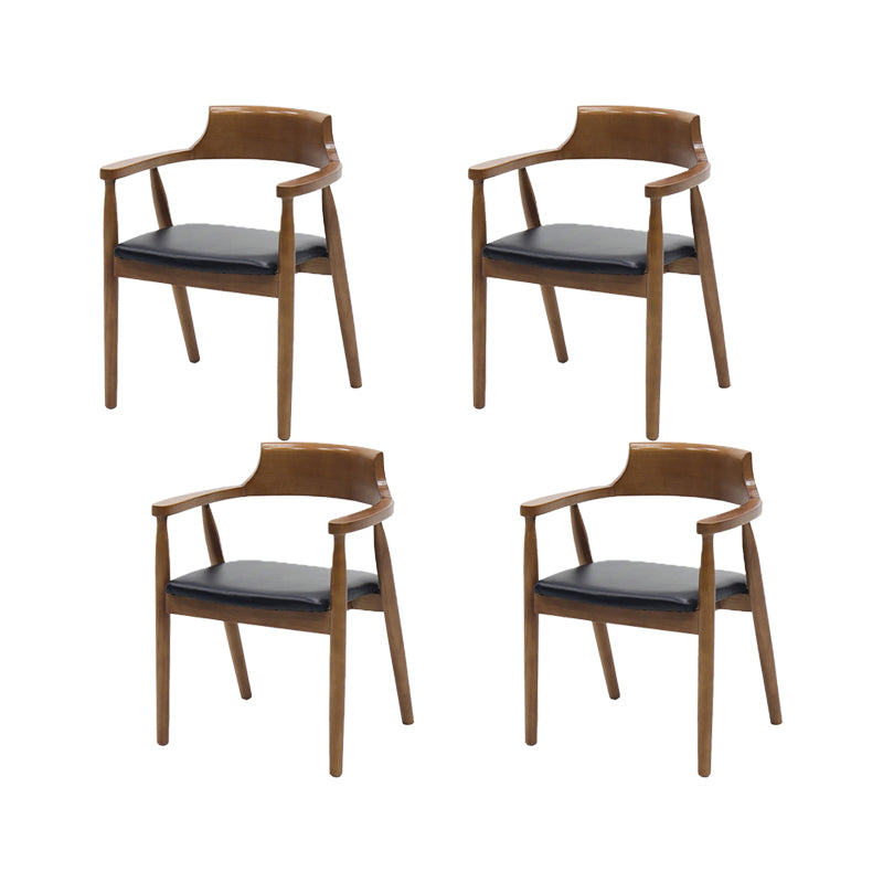 Contemporary Kitchen Dining Chairs Faux Leather Chairs with Wood Base