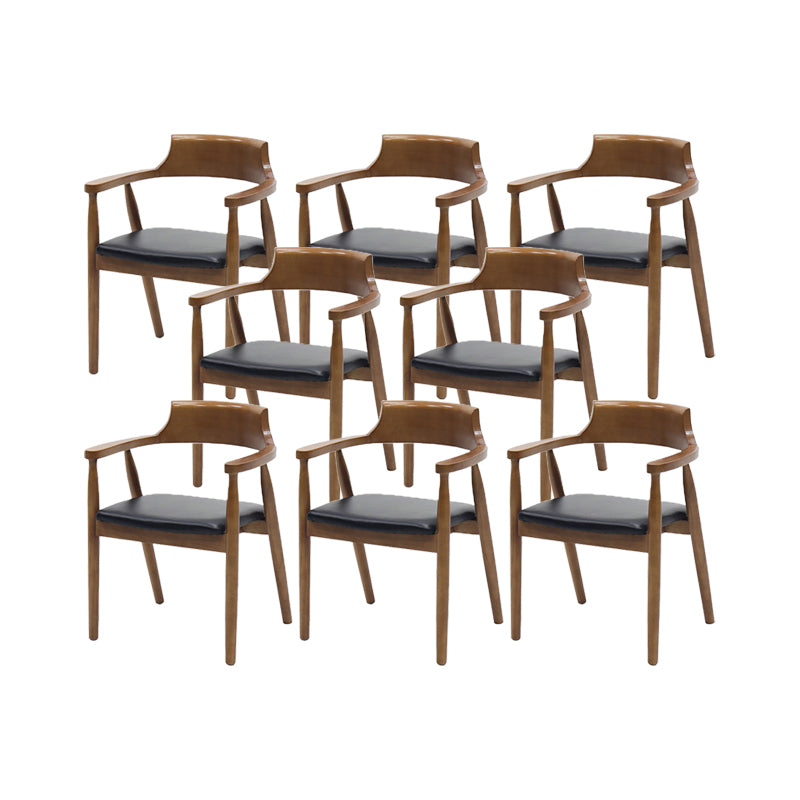 Contemporary Kitchen Dining Chairs Faux Leather Chairs with Wood Base