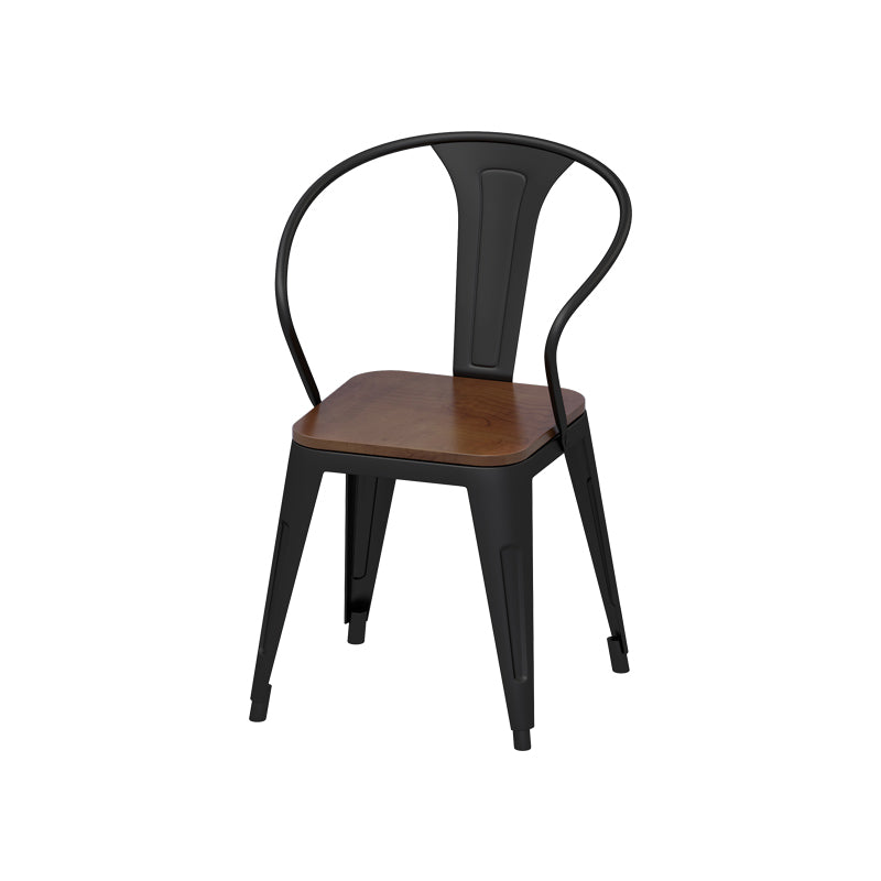 Solid Wood Dining Chairs Contemporary Arm Chairs with Metal Base