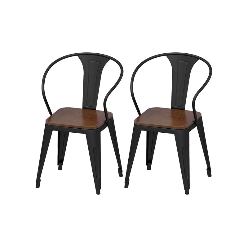 Solid Wood Dining Chairs Contemporary Arm Chairs with Metal Base