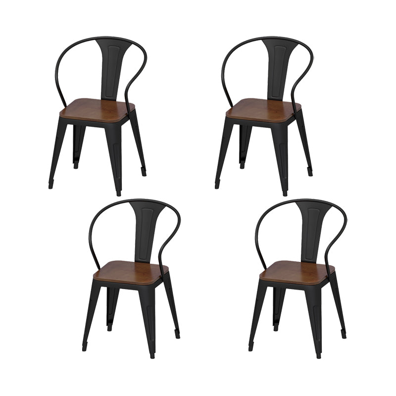 Solid Wood Dining Chairs Contemporary Arm Chairs with Metal Base