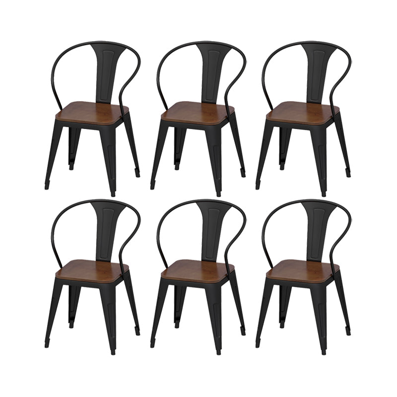 Solid Wood Dining Chairs Contemporary Arm Chairs with Metal Base