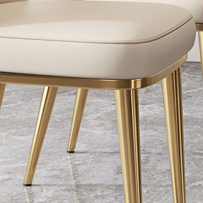 Leather Side Chair Glam Gold Base Dining Chair for Living Room