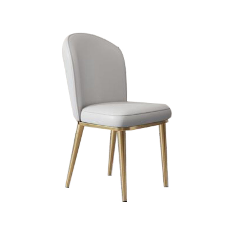 Leather Side Chair Glam Gold Base Dining Chair for Living Room