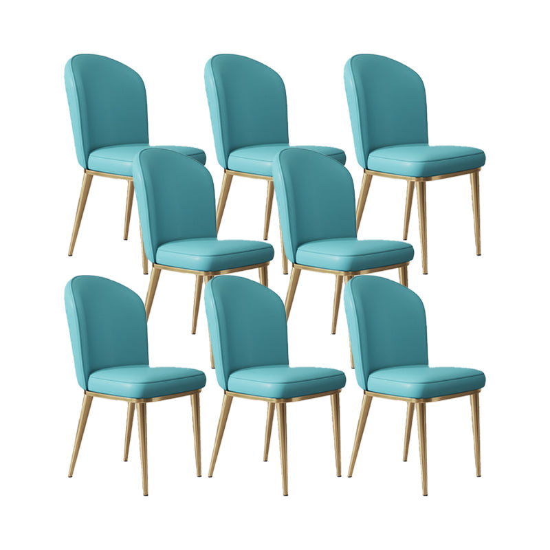 Leather Side Chair Glam Gold Base Dining Chair for Living Room