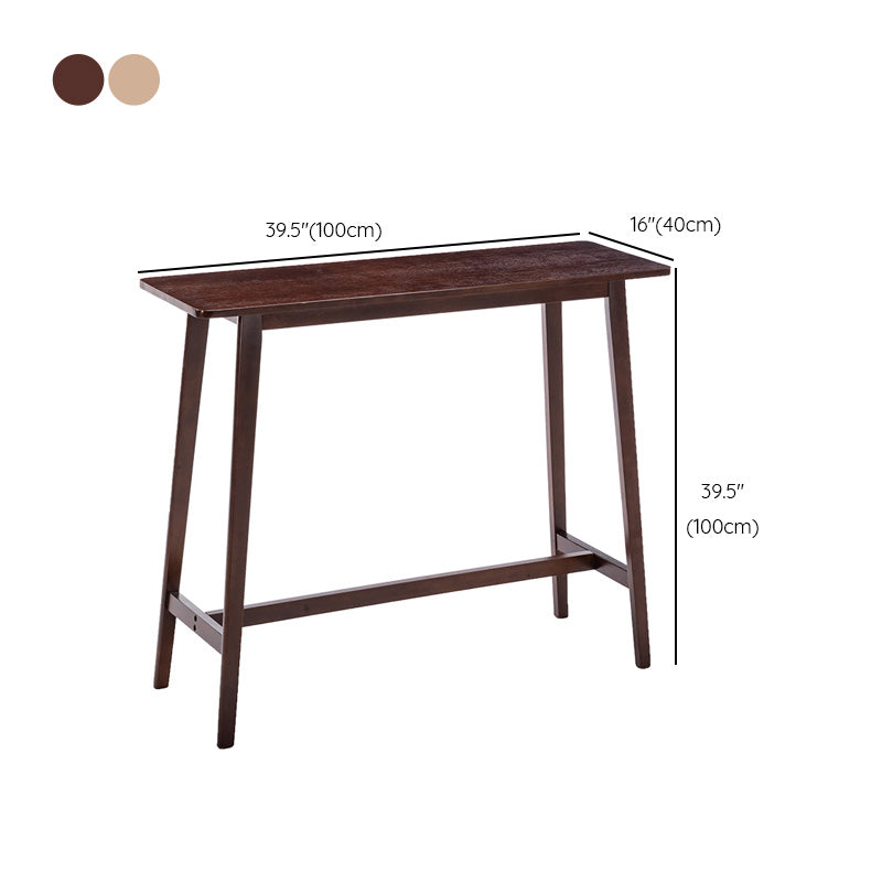 Rectangle Solid Wood Counter Height Table Modern Trestle Base in Brown and Natural