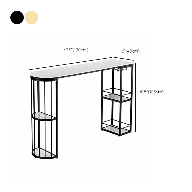 Free Form Stone Top Bar Table Modern Double Pedestal Bar Table with Wine Glass Holders