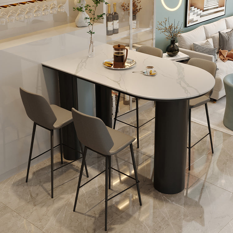 Modern Stone and Iron Counter Height Table Free Form Bar Table with 3 Legs