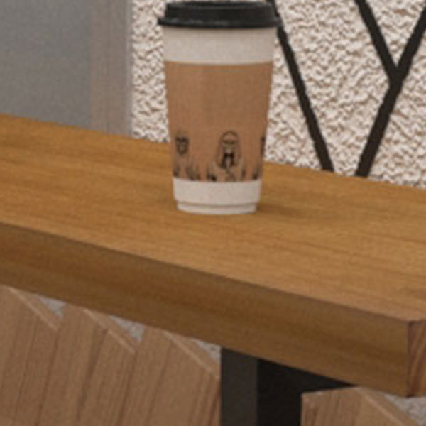 Industrial Rectangle Bar Height Table Solid Wood Bar Table with Double Pedestal Base