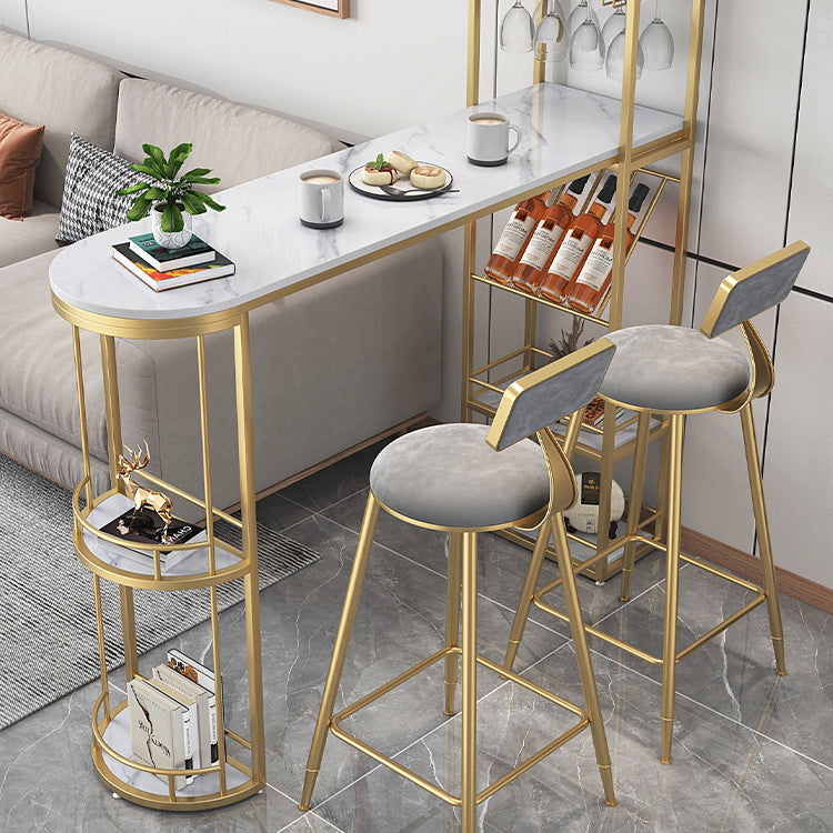 Iron Storage Base Bar Table Modern Free Form Bar Table with Wine Glass Holders