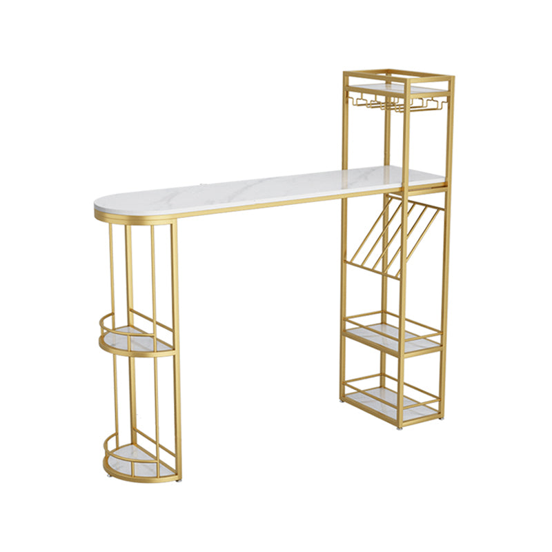 Iron Storage Base Bar Table Modern Free Form Bar Table with Wine Glass Holders