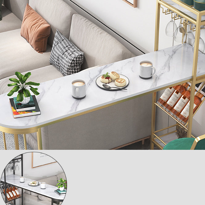 Iron Storage Base Bar Table Modern Free Form Bar Table with Wine Glass Holders