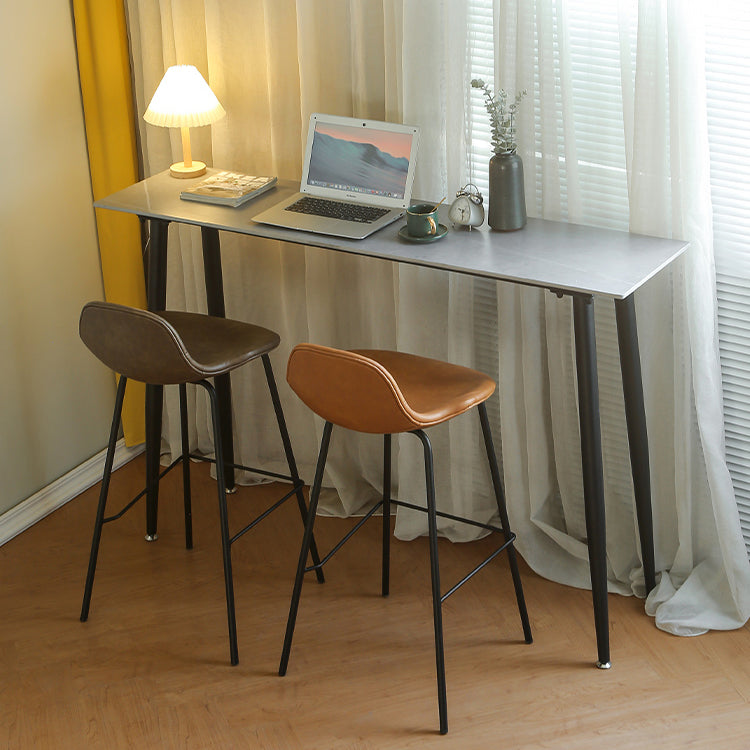 Industrial Rectangle Bar Dining Table Stone Top Bar Table with 4 Legs