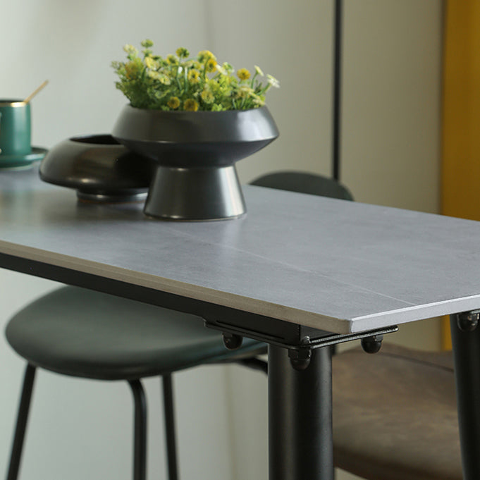 Industrial Rectangle Bar Dining Table Stone Top Bar Table with 4 Legs