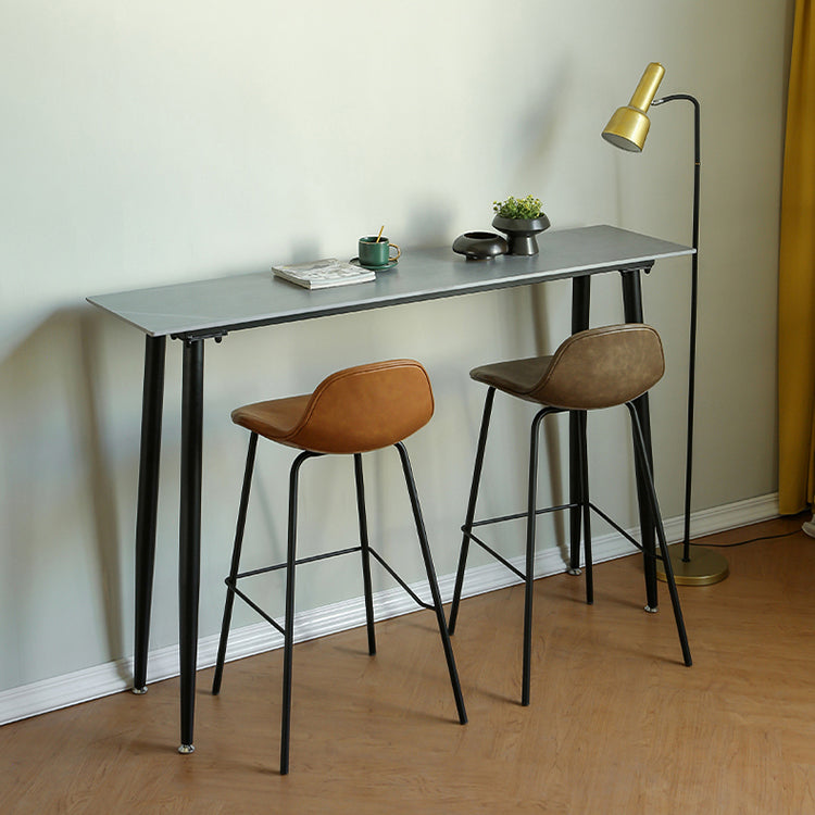 Industrial Rectangle Bar Dining Table Stone Top Bar Table with 4 Legs