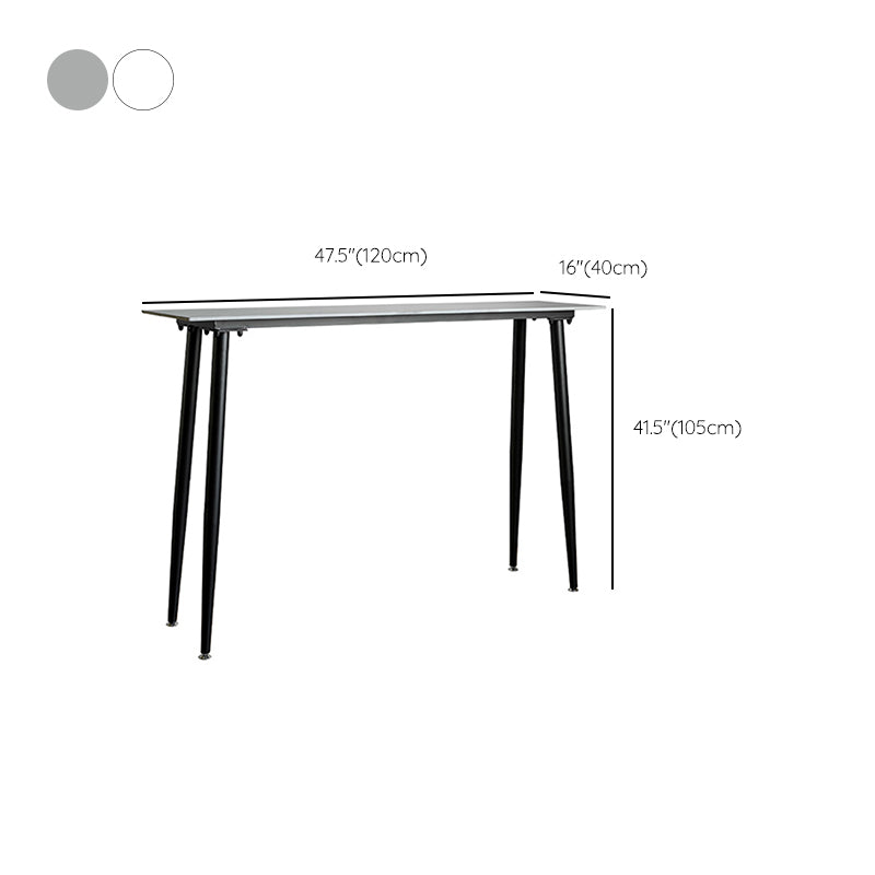 Industrial Rectangle Bar Dining Table Stone Top Bar Table with 4 Legs