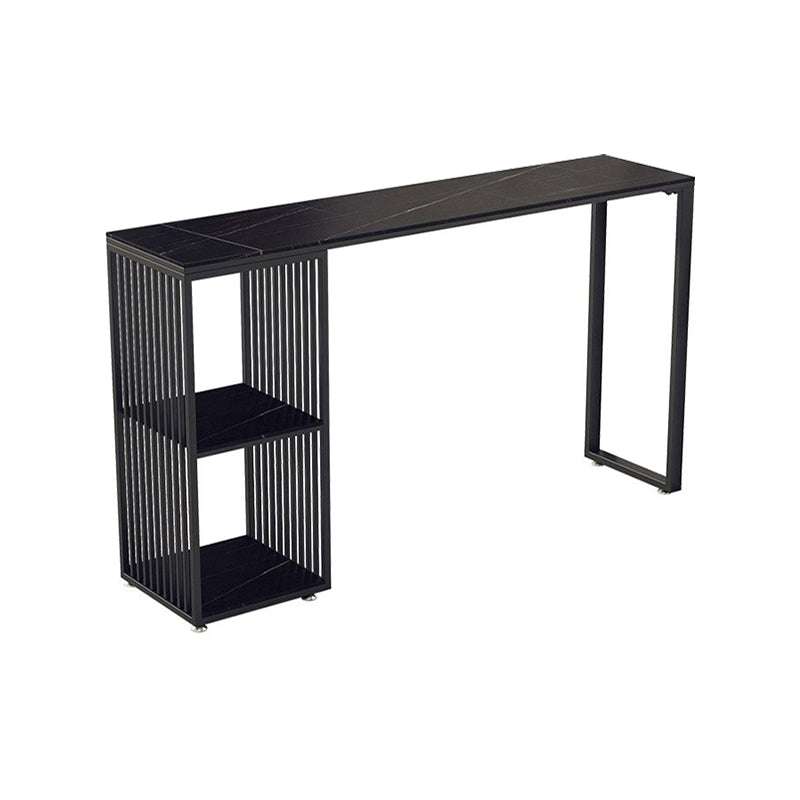 Industrial Stone Top Bar Dining Table Rectangle Bar Table with Storage Base