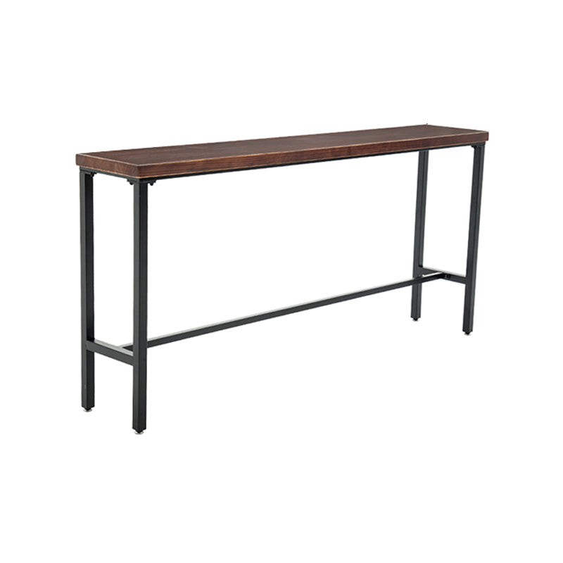 Industrial Rectangle Bar Height Table Solid Wood Bar Table with Trestle Base