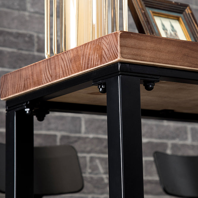 Industrial Rectangle Bar Height Table Solid Wood Bar Table with Trestle Base