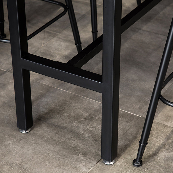 Industrial Rectangle Bar Height Table Solid Wood Bar Table with Trestle Base