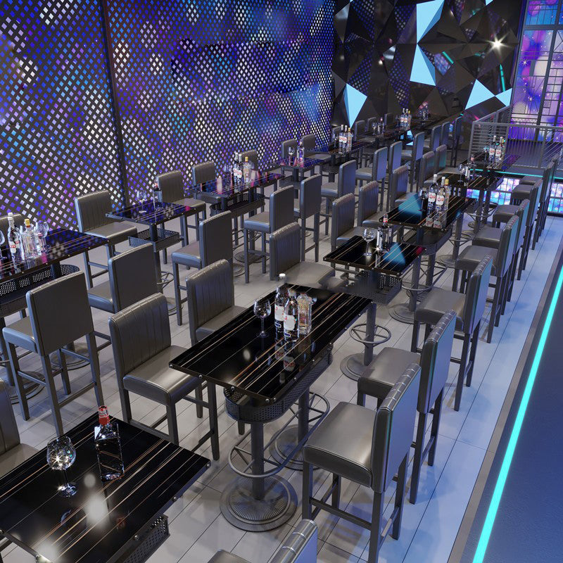 Industrial Style Bar Wine Table Black Color Bar Dining Table with Storage