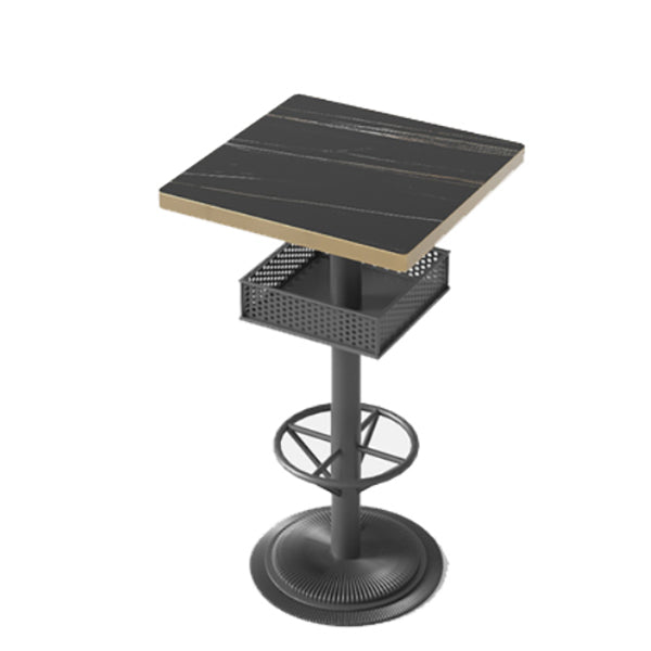 Industrial Style Bar Wine Table Black Color Bar Dining Table with Storage
