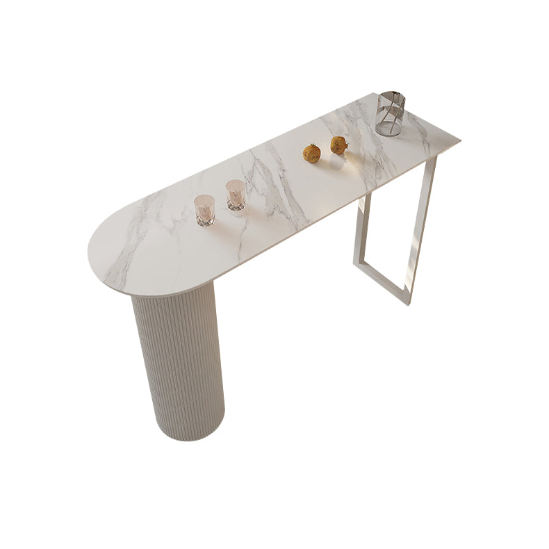 Contemporary Bar Wine Table Stone Bar Dining Table with Double Pedestal