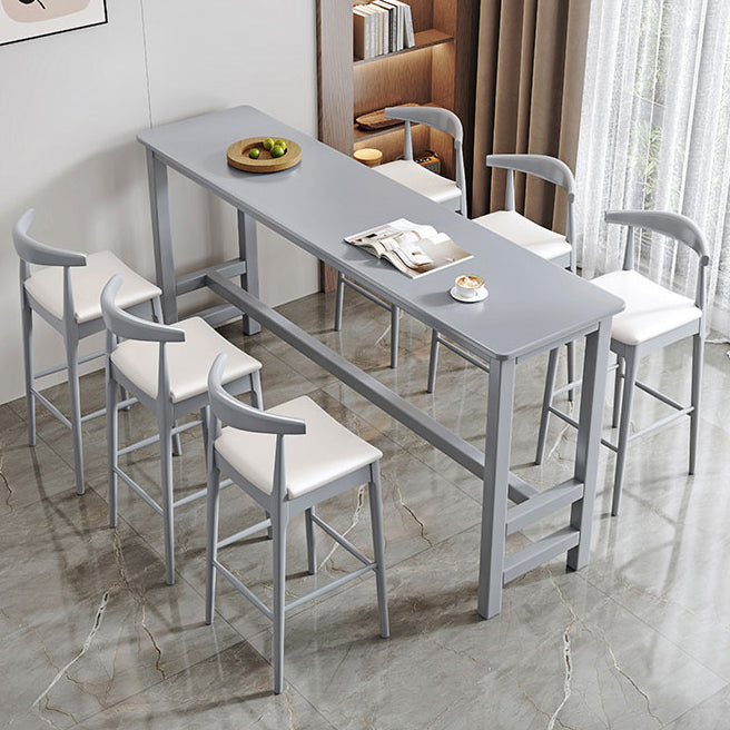 Modern Style Rectangle Bar Table Solid Wood Fixed Bistro Bar Desk for Living Room