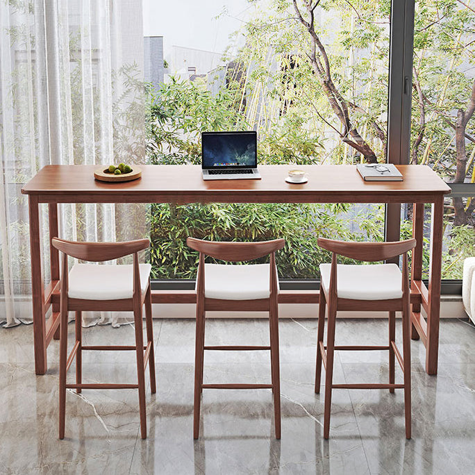 Modern Style Rectangle Bar Table Solid Wood Fixed Bistro Bar Desk for Living Room