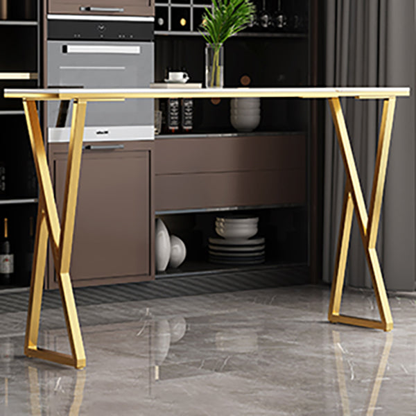 Glam Style Bar Table Rectangle Stone Bar Dining Table for Home
