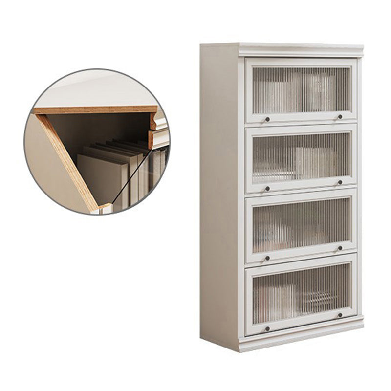 Modern Closed Back Standard Bookshelf Wooden Bookcase in White for Study Room