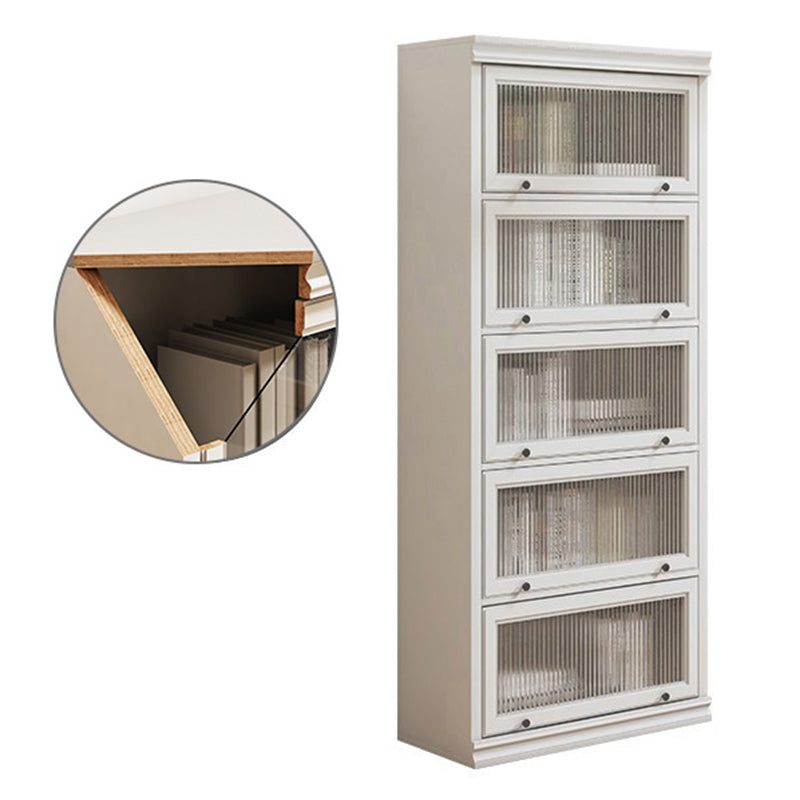 Modern Closed Back Standard Bookshelf Wooden Bookcase in White for Study Room