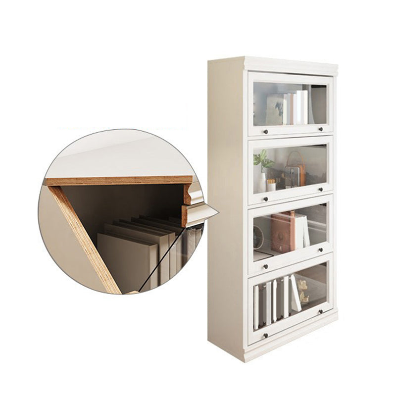 Modern Closed Back Standard Bookshelf Wooden Bookcase in White for Study Room