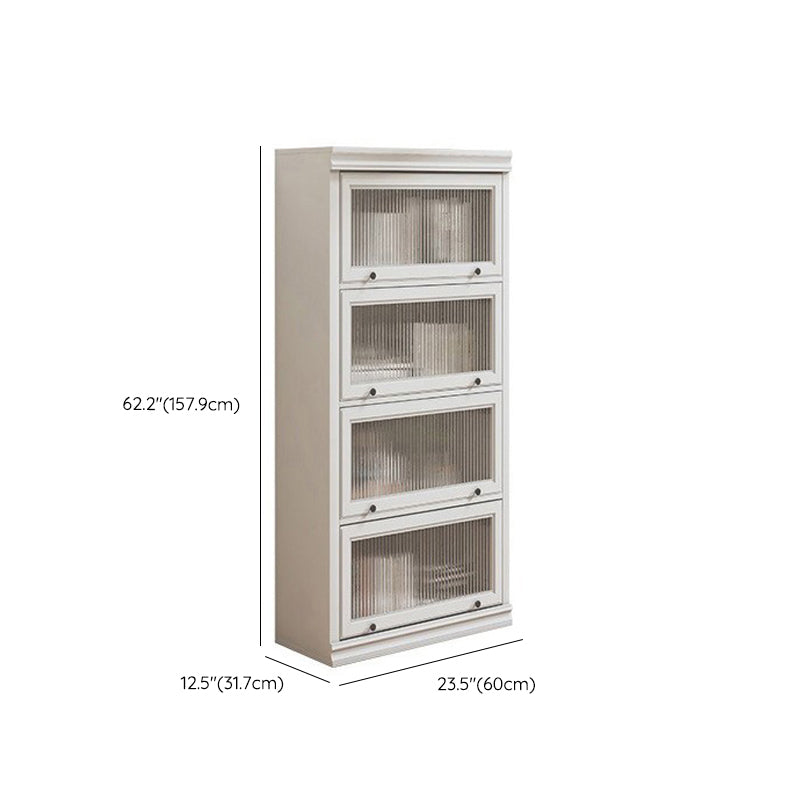 Modern Closed Back Standard Bookshelf Wooden Bookcase in White for Study Room
