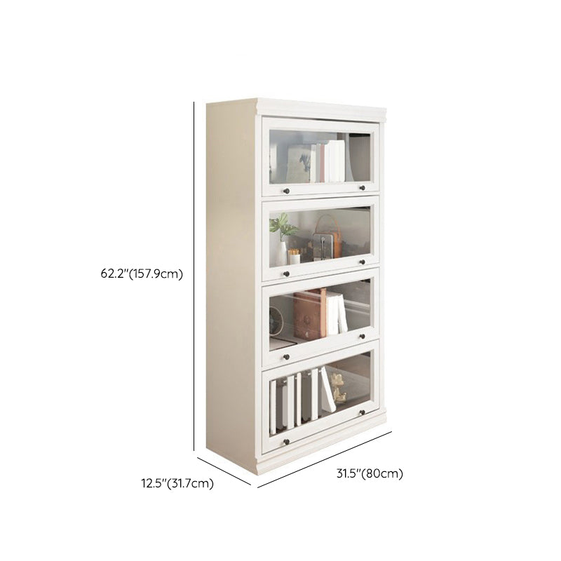 Modern Closed Back Standard Bookshelf Wooden Bookcase in White for Study Room