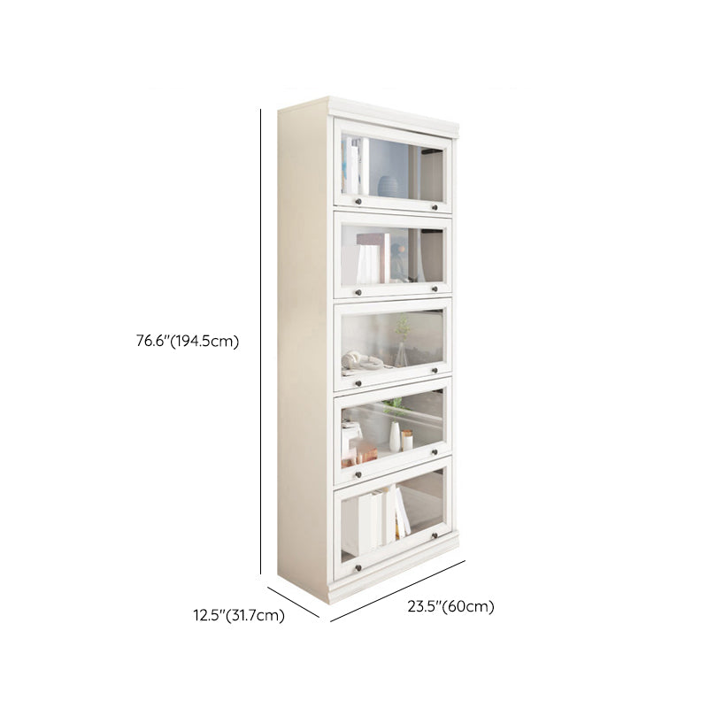 Modern Closed Back Standard Bookshelf Wooden Bookcase in White for Study Room