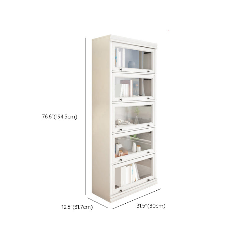 Modern Closed Back Standard Bookshelf Wooden Bookcase in White for Study Room