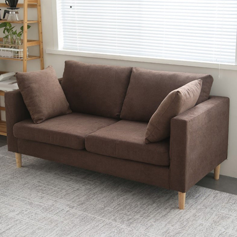Contemporary Sofa with 2 Pillows Square Arm Living Room Fabric Seating