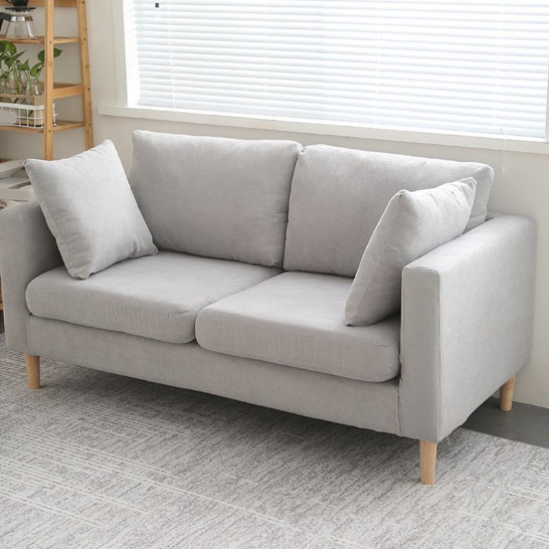 Contemporary Sofa with 2 Pillows Square Arm Living Room Fabric Seating