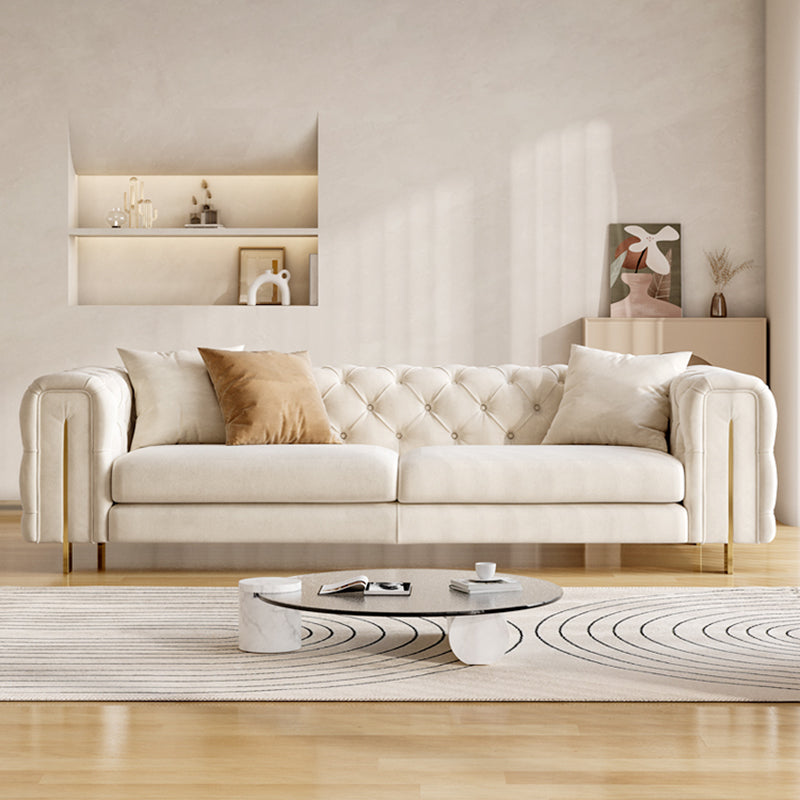 Contemporary Velet Seating Tufted Back Square Arm Sofa for Living Room