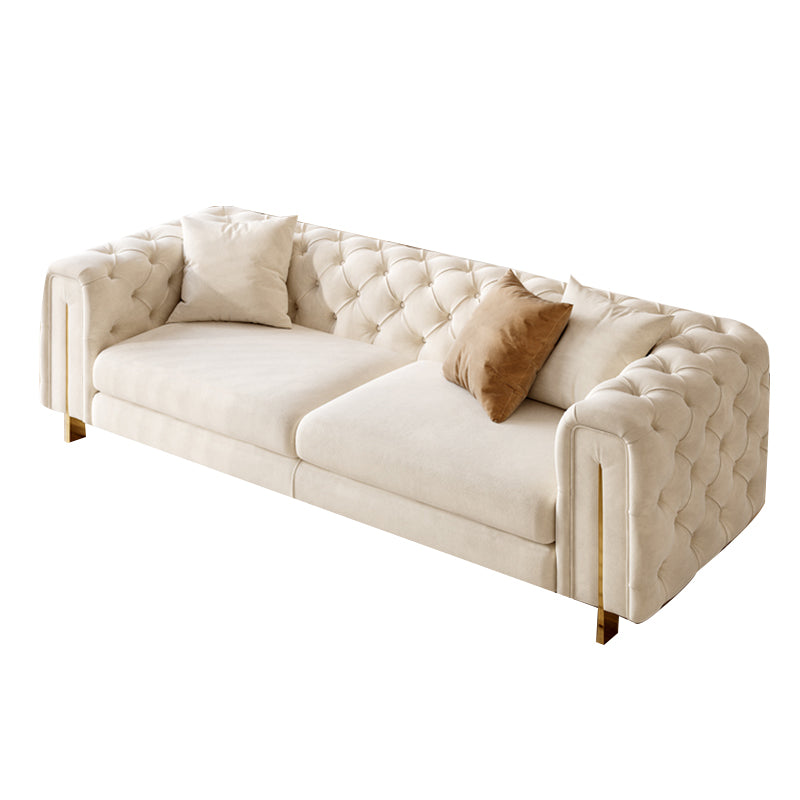 Contemporary Velet Seating Tufted Back Square Arm Sofa for Living Room