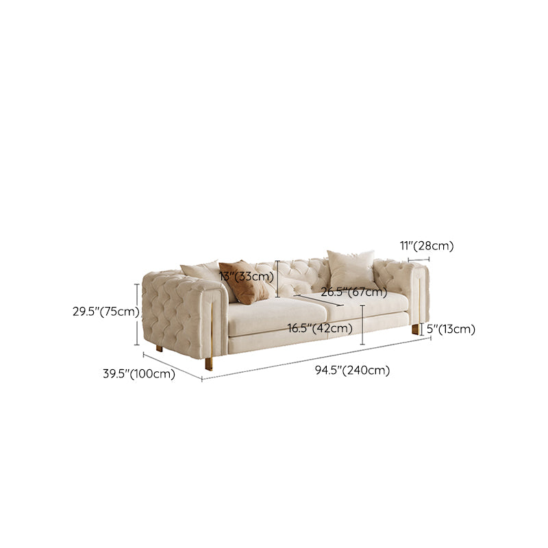 Contemporary Velet Seating Tufted Back Square Arm Sofa for Living Room