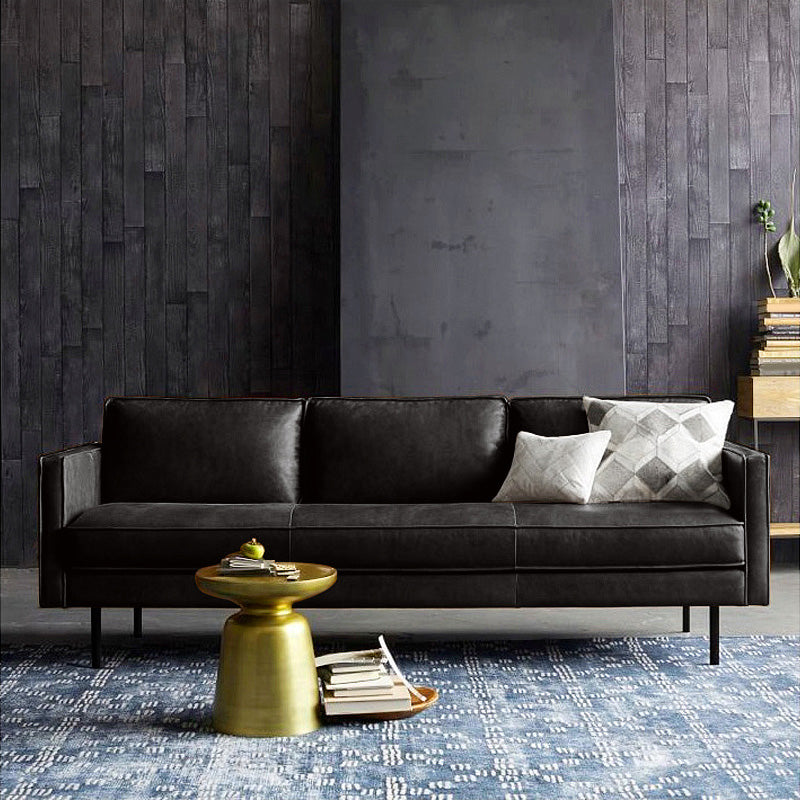 Faux Leather Tufted Back Convertible Sofa Nordic Style Living Room Seating