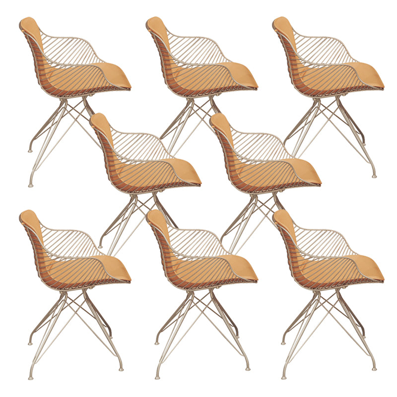 Contemporary Metal Dining Armchair with Arm Patio Dining Chair