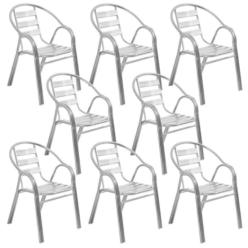 Modern Outdoor Bistro Chairs With Arm Steel Stacking Dining Armchair