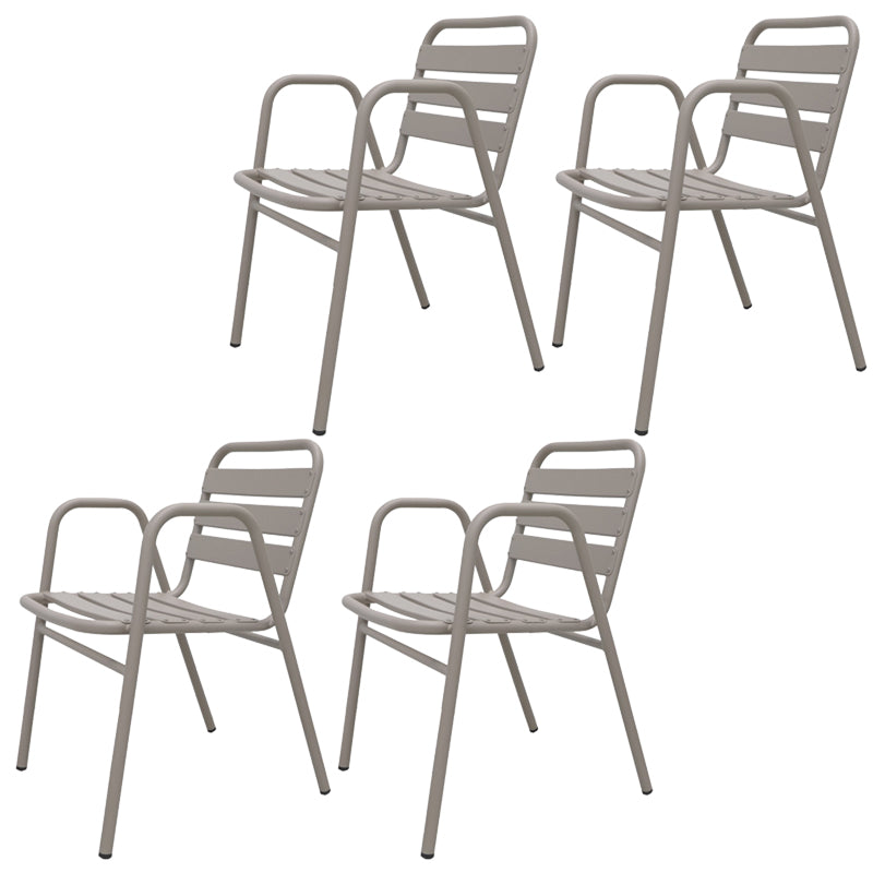 Industrial Armchair Open Back Metal Patio Dining Chair with Arm